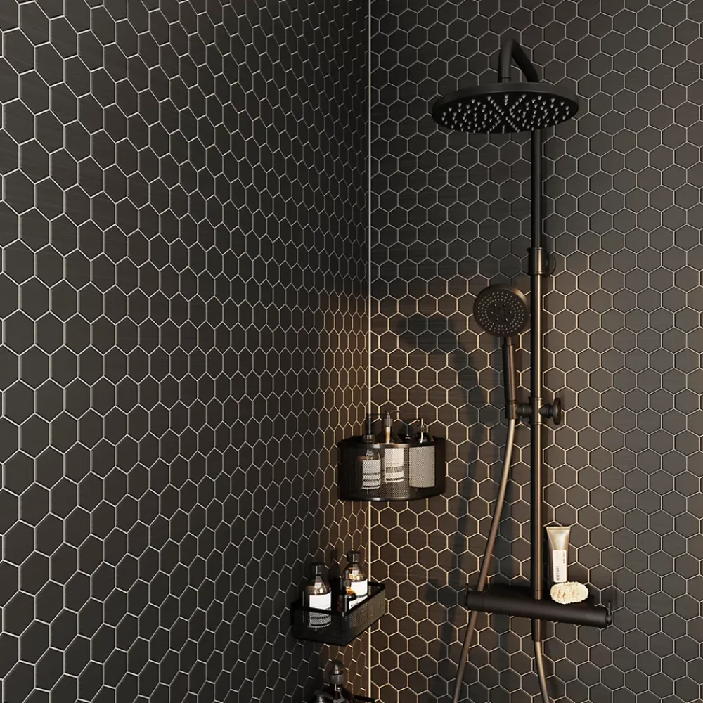 GoodHome Colonne de douche thermostatique Selenga noir