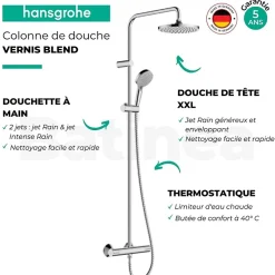 Colonne De Douche Hydromassante|Hansgrohe Colonne de douche thermostatique Vernis Blend 200 chromé