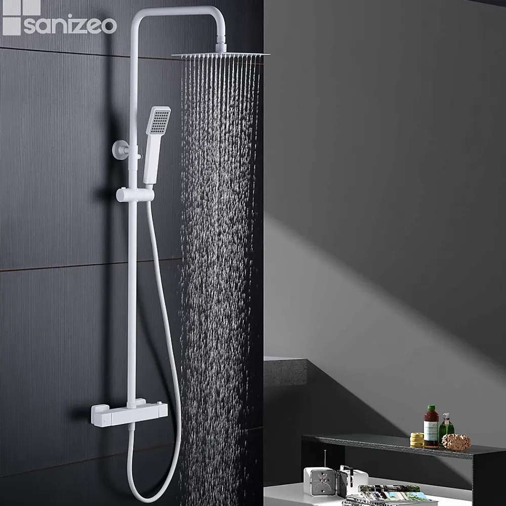Colonne De Douche Thermostatique|Imex Colonne de Douche Thermostatique Anti-Calcaire Blanc Mat ART BTAR025/BL