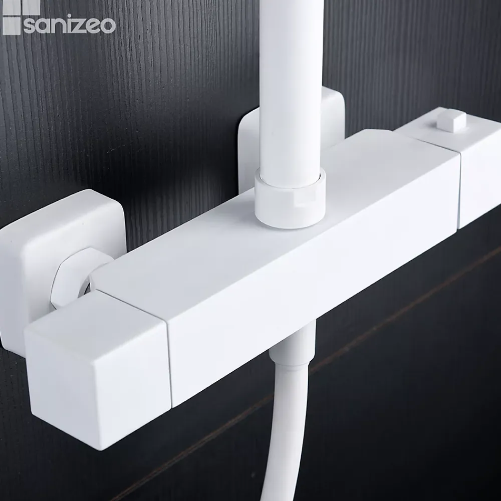 Colonne De Douche Thermostatique|Imex Colonne de Douche Thermostatique Anti-Calcaire Blanc Mat ART BTAR025/BL
