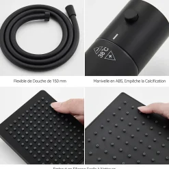 Colonne De Douche Thermostatique|Auralum Max Colonne de Douche Thermostatique avec mitigeur , Ensemble de Douche Noir, Douche avec Tête de Douche de 12 pouces