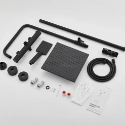 Colonne De Douche Thermostatique|Auralum Max Colonne de Douche Thermostatique avec mitigeur , Ensemble de Douche Noir, Douche avec Tête de Douche de 12 pouces