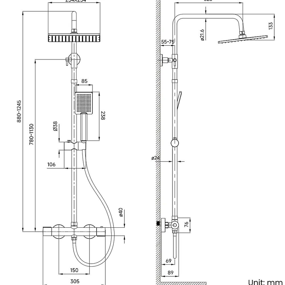 Colonne De Douche Thermostatique|Auralum Max Colonne de Douche Thermostatique avec mitigeur , Ensemble de Douche Noir, Douche avec Tête de Douche de 12 pouces