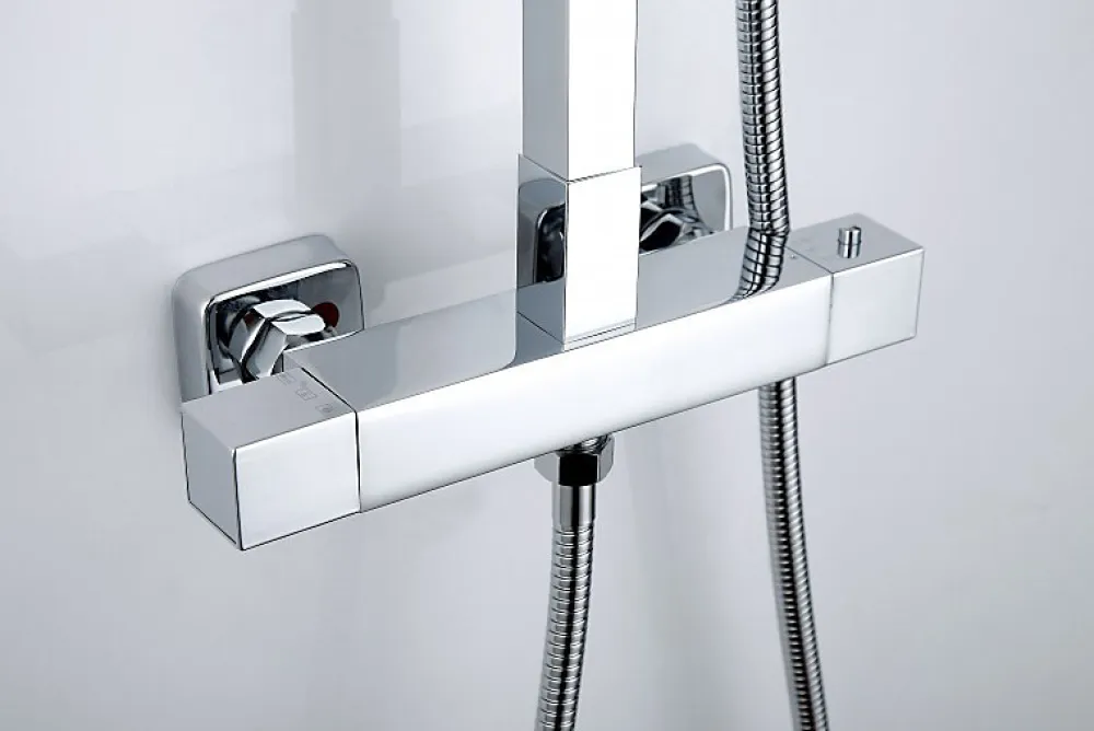 Bernstein Colonne de douche thermostatique acier inox, tête de douche 35x35cm - 110x15cm - SEDAL 8921 BASIC 35x35cm