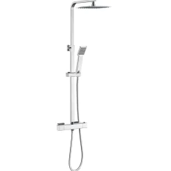 Colonne De Douche Thermostatique|AICA Sanitaire Colonne de douche thermostatique avec pomme de tête, douchette et flexible,effet chromé,Carré, AICA