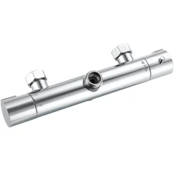 AICA Sanitaire Colonne de douche thermostatique avec pomme de tête, douchette et flexible, effet chromé,rond, AICA