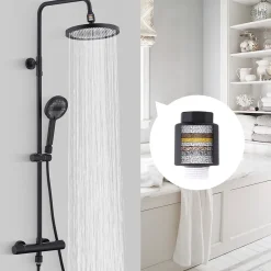 Colonne De Douche Thermostatique|Homelody Colonne De Douche Thermostatique Securite 38C Jet Pluie Hauteur Reglable 1006 A 1206 mm Structure Inox Noire