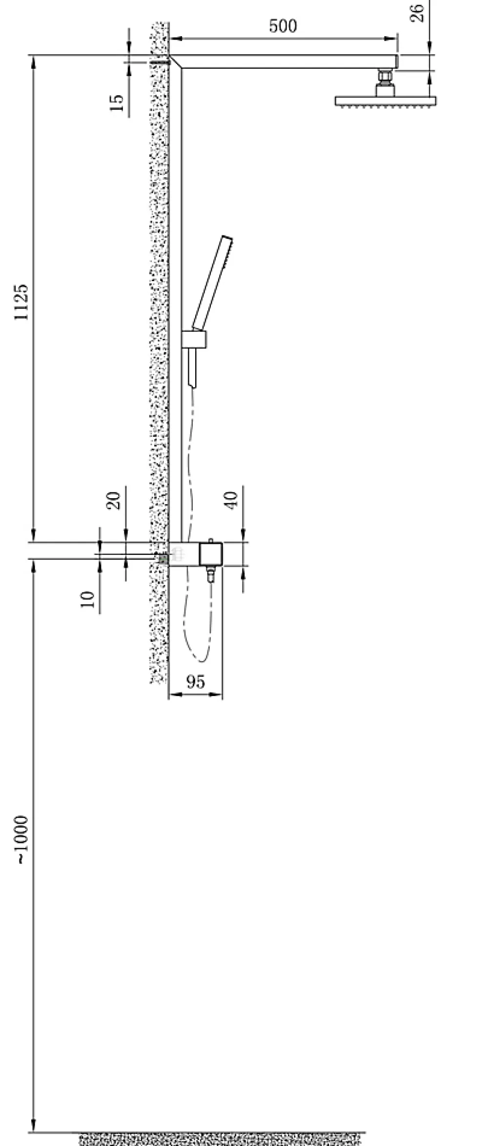 Bernstein Colonne de douche thermostatique acier inox + pommeau 20x20cm - 112,5x50cm - NT6705C 20x20cm