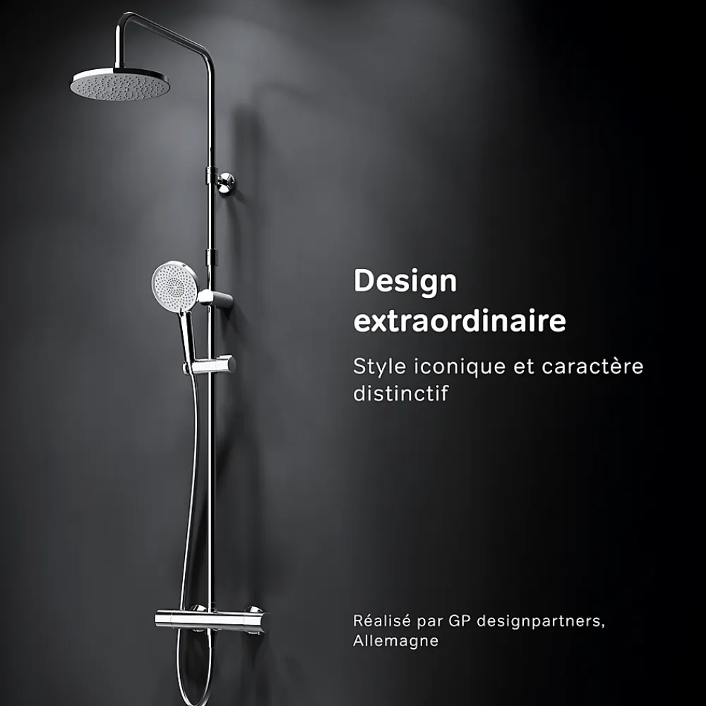 Am.Pm Europe Colonne de douche thermostatique, avec mitigeur thermostatique Système de douche avec robinet Chrome, F07XA400 X-Joy AM.PM