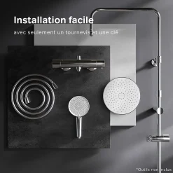 Am.Pm Europe Colonne de douche thermostatique, avec mitigeur thermostatique Système de douche avec robinet Chrome, F07XA400 X-Joy AM.PM