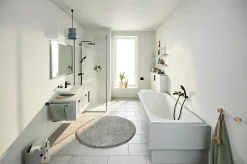 Grohe Colonne de douche thermostatique avec douchette + pommeau + flexible + barre, noir, Vitalio Start 250