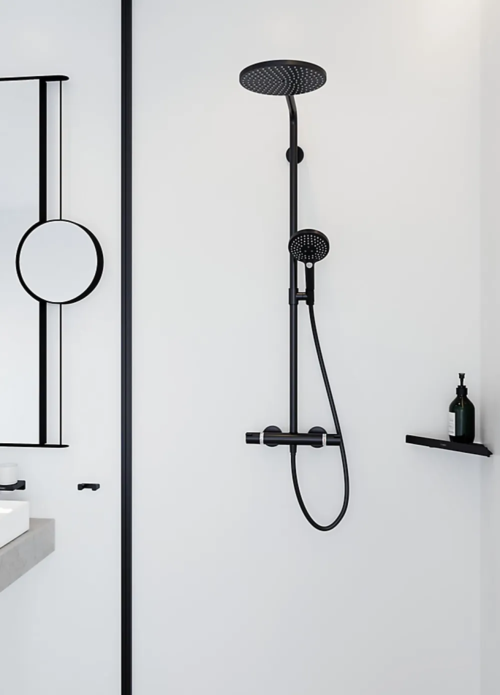 Hansgrohe Colonne de douche thermostatique noir Raindance Select S