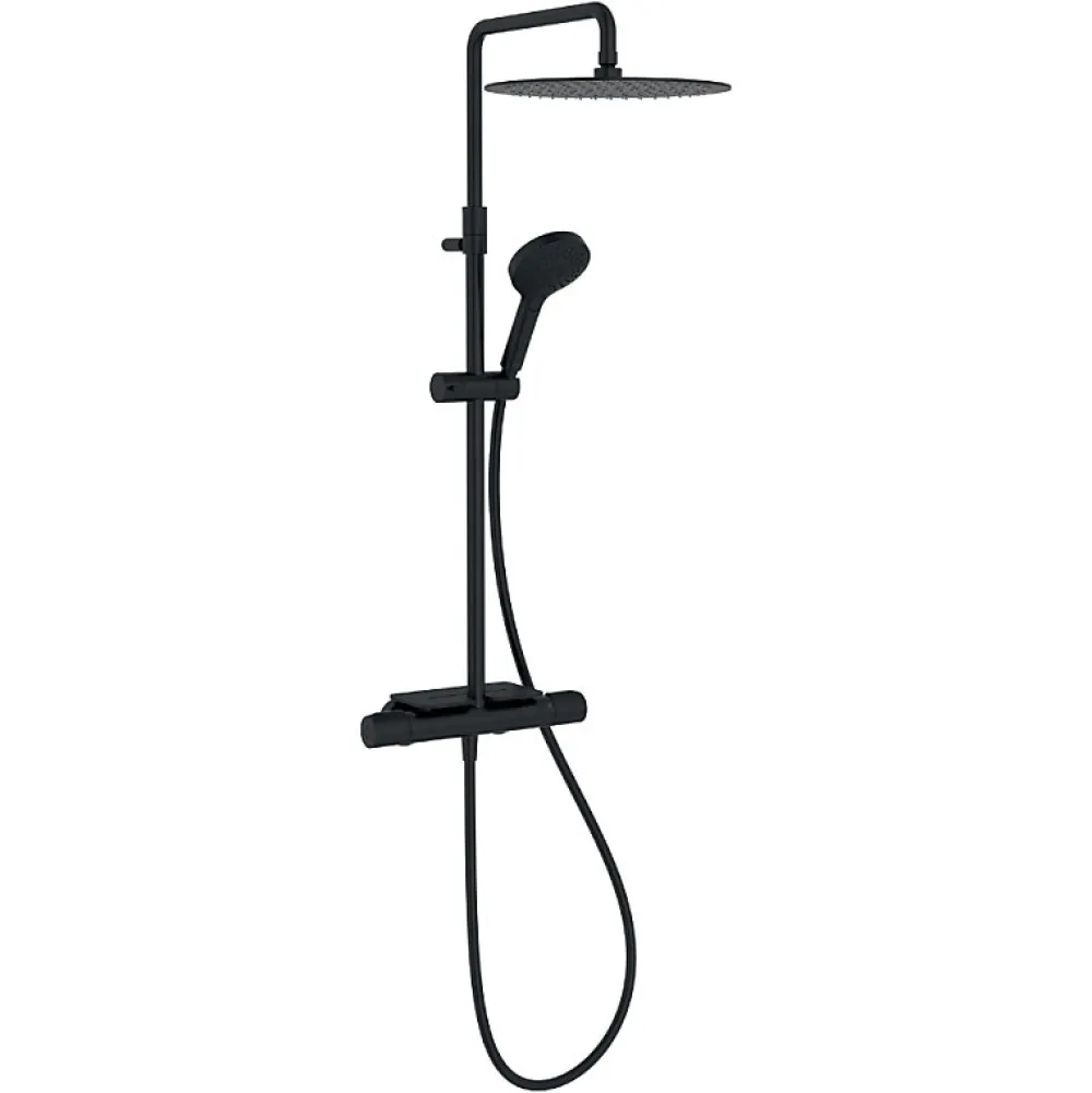Colonne De Douche Thermostatique|Jacob Delafon Colonne de douche thermostatique Metro noir mat