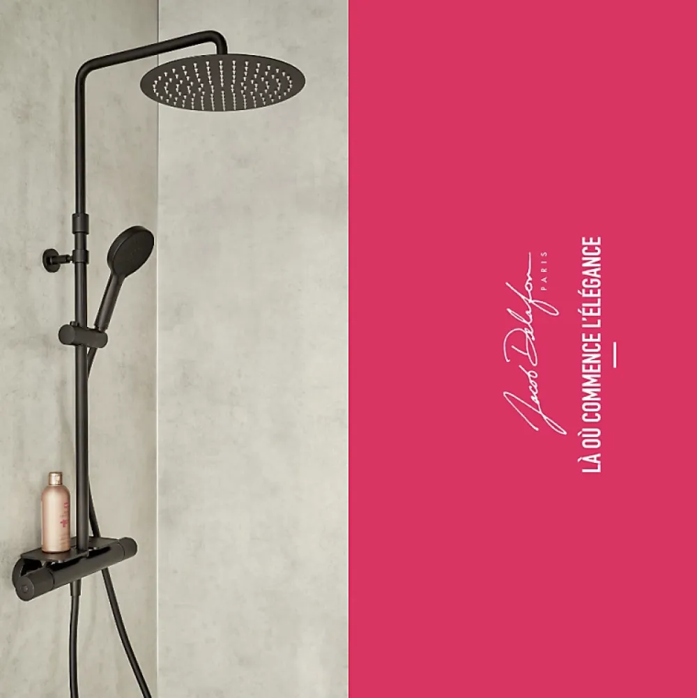 Colonne De Douche Thermostatique|Jacob Delafon Colonne de douche thermostatique Metro noir mat