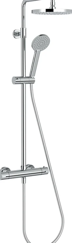 Colonne De Douche Thermostatique|Jacob Delafon Colonne de douche thermostatique avec pommeau + douchette 1 jet + flexible + barre réglable, chromé, Marcel
