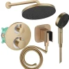 Hansgrohe Colonne de douche thermostatique Ecostat S Douche de tête Pulsify S Flexible Isiflex Douchette Pulsify bronze brossé