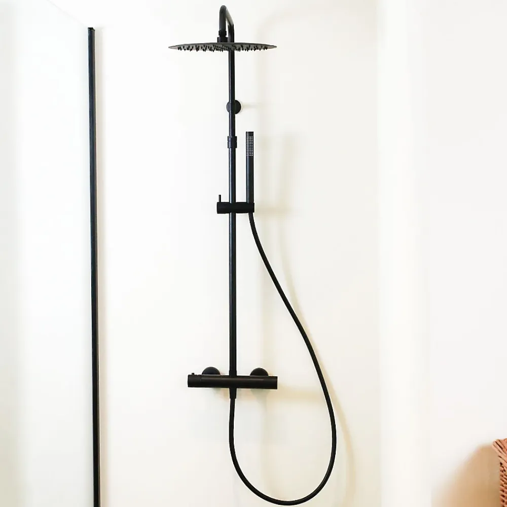 Colonne De Douche Thermostatique|Essebagno Colonne de douche thermostatique corps froid noir Delice II