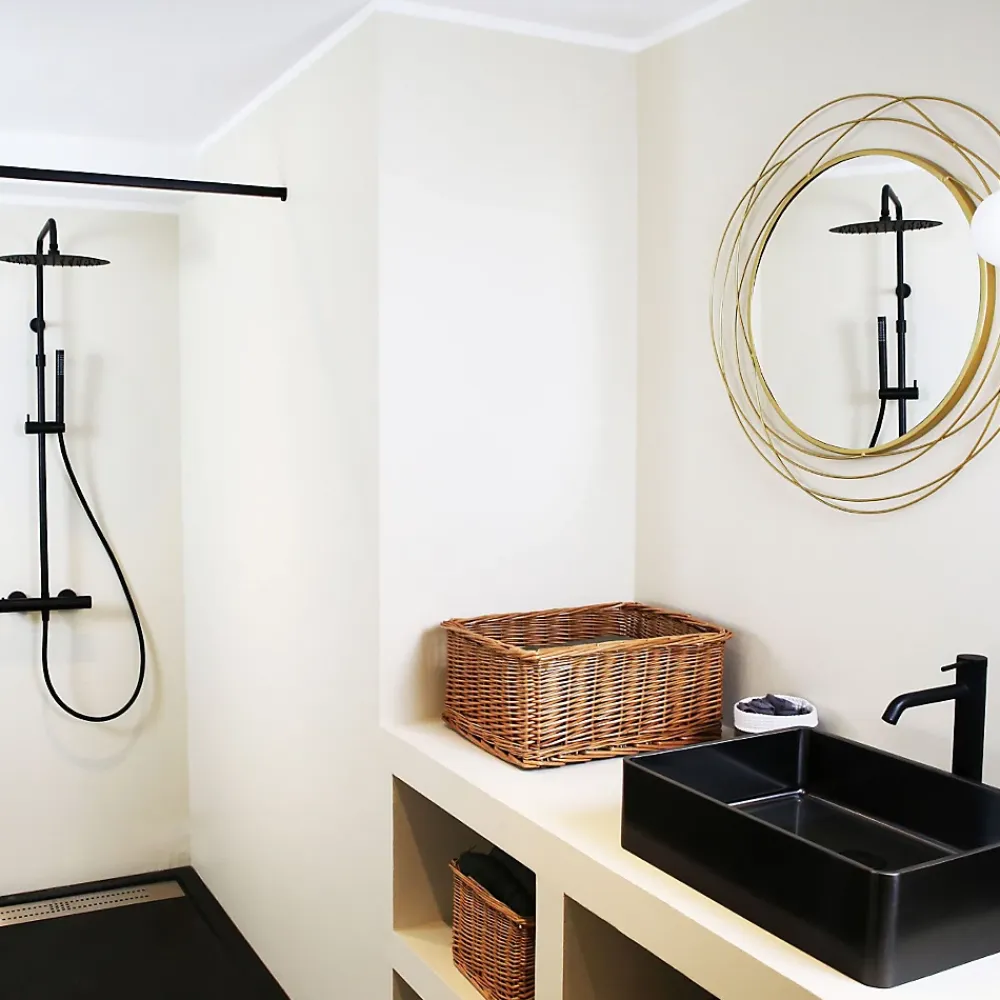 Colonne De Douche Thermostatique|Essebagno Colonne de douche thermostatique corps froid noir Delice II