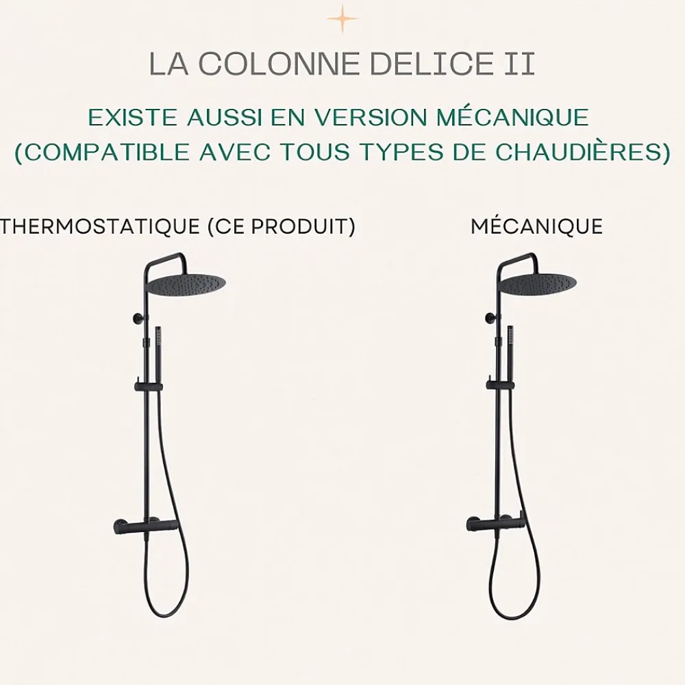 Colonne De Douche Thermostatique|Essebagno Colonne de douche thermostatique corps froid noir Delice II