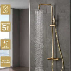 Colonne De Douche Thermostatique|Imex Colonne de Douche Thermostatique Anti-Calcaire Or Brossé MONZA BTD038/OC
