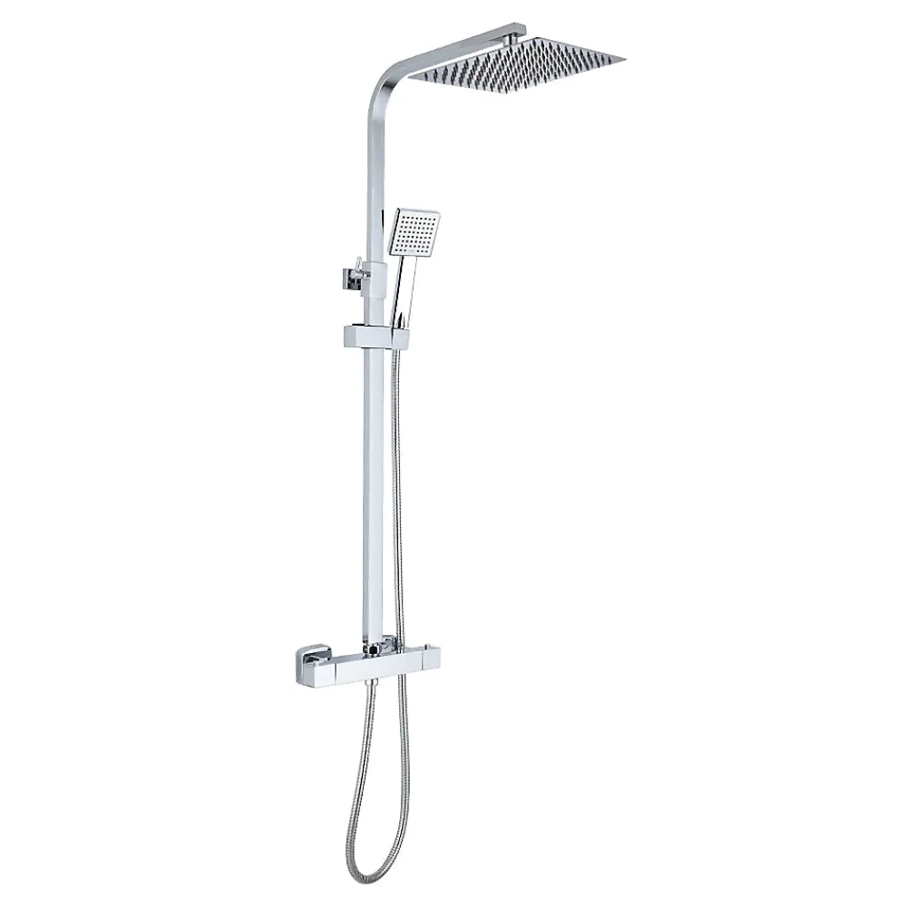Robinet De Douche|Teeno Colonne de Douche Thermostatique, avec Mitigeur Réglable Hauteur, Argentée