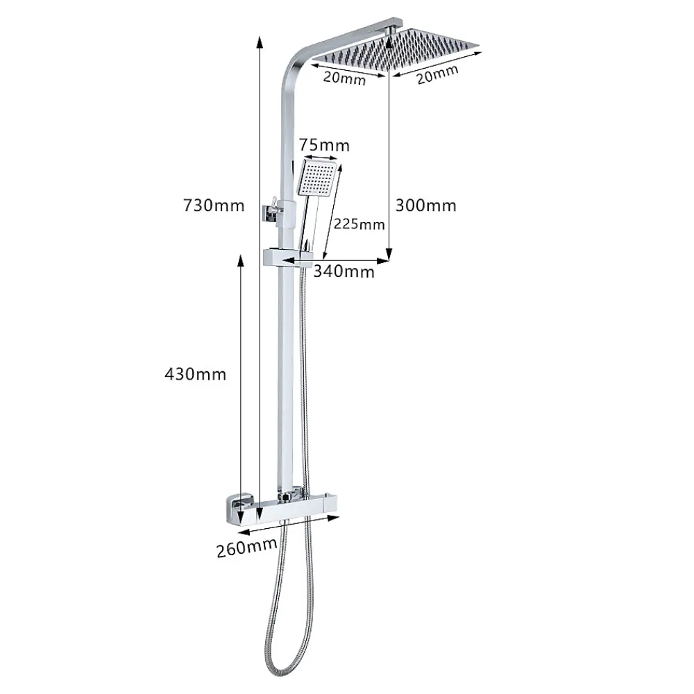 Robinet De Douche|Teeno Colonne de Douche Thermostatique, avec Mitigeur Réglable Hauteur, Argentée