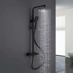 Colonne De Douche Thermostatique|Poalgi Colonne de douche thermostatique avec barre extensible SKY BATH noir mat Inox S304 série PARADISE