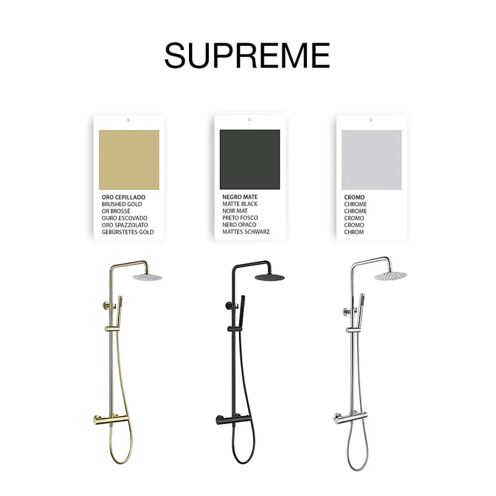 Colonne De Douche Thermostatique|Poalgi Colonne de douche thermostatique avec barre extensible SKY BATH or brossé Inox S304 série SUPREME
