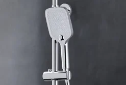 Bernstein Colonne de douche thermostatique laiton, mitigeur de douche + tablette en verre - Chrome / Blanc - Assemblée, Silencieux - BS371