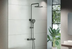Bernstein Colonne de douche thermostatique murale Noire mat 30x44x87-132cm (LxPxH) hauteur réglable - 4011 PRO
