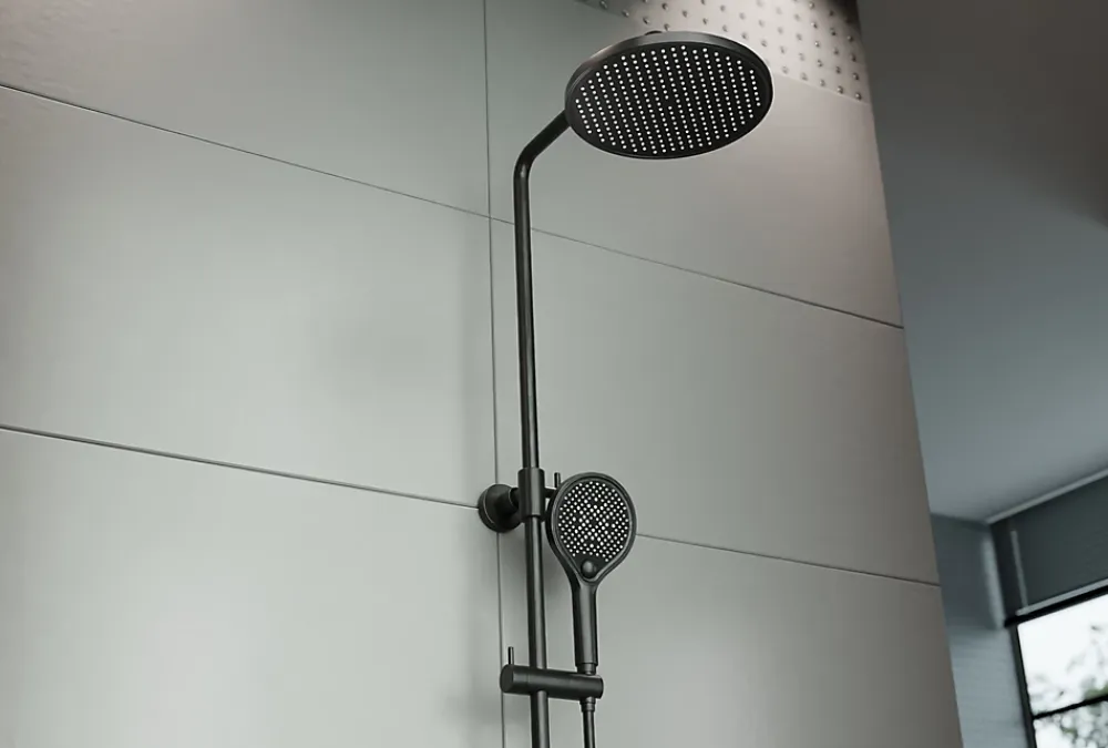 Bernstein Colonne de douche thermostatique murale Noire mat 30x44x87-132cm (LxPxH) hauteur réglable - 4011 PRO