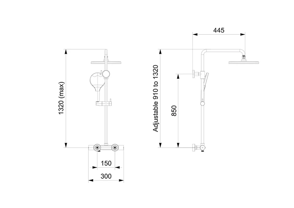 Bernstein Colonne de douche thermostatique murale Noire mat 30x44x87-132cm (LxPxH) hauteur réglable - 4011 PRO