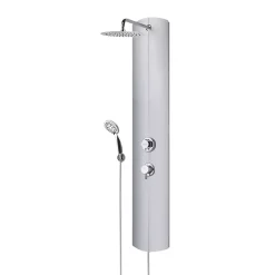 Valentin Colonne de douche thermostatique avec pomme de tête, douchette et flexible, en aluminium anodisé gris, Totmy
