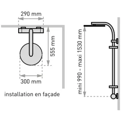 Colonne De Douche Thermostatique|Valentin Colonne de douche thermostatique anti-brûlure avec tablette, pomme de tête ronde, douchette et flexible, chrome, Opium