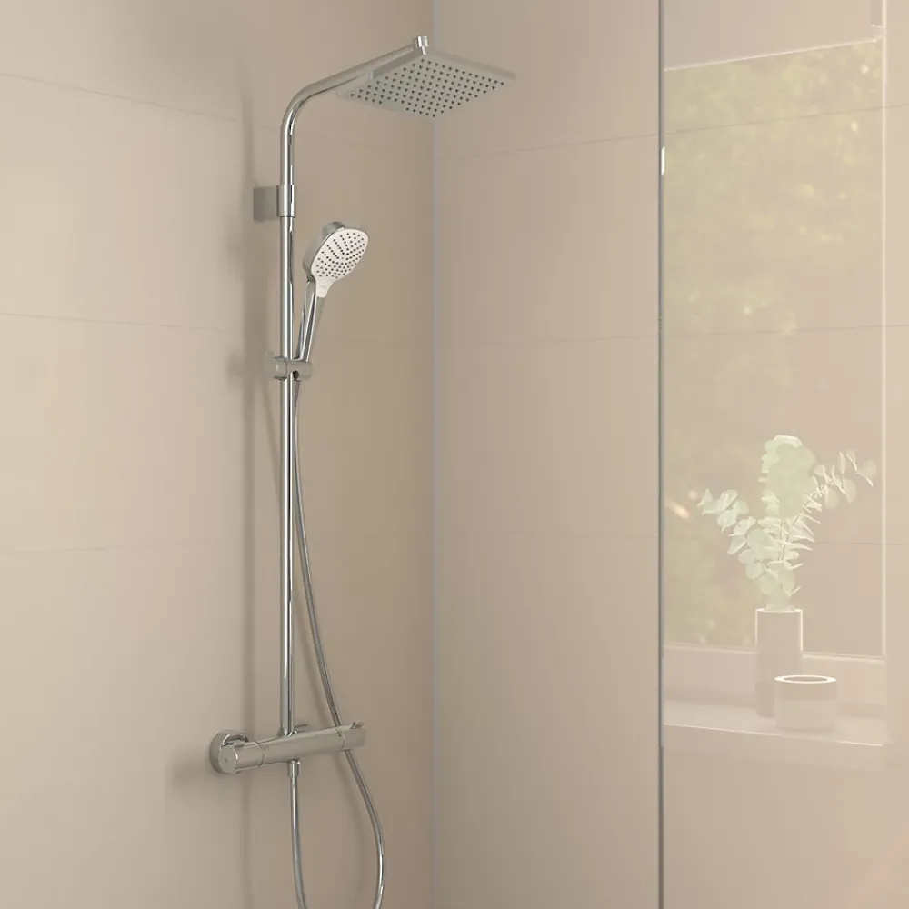 Colonne De Douche Thermostatique|Hansgrohe Colonne de douche thermostatique avec douchette 1 jet chrome Moventa E 230
