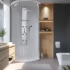 Colonne De Douche Hydromassante|Valentin Colonne de douche thermostatique hydromassante 6 buses avec tablette, pomme de tête, douchette 3 jets et flexible, gris, Totem Alu