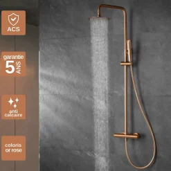 Colonne De Douche Thermostatique|Imex Colonne de Douche Thermostatique Anti-Calcaire Or Rose Cuivré NAPOLES BTN047/ORC