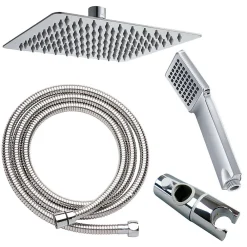 Kibath Colonne de douche thermostatique GAS carrée extra-longue, 100-150 cm, finition chrome poli, en laiton