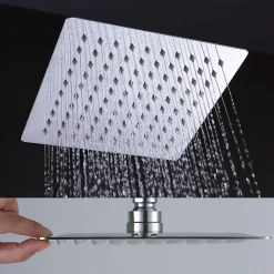 Kibath Colonne de douche thermostatique GAS carrée extra-longue, 100-150 cm, finition chrome poli, en laiton