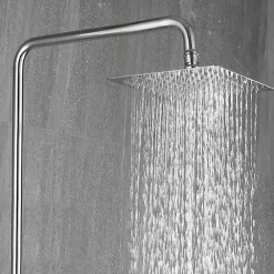 Kibath Colonne de douche thermostatique GAS carrée extra-longue, 100-150 cm, finition chrome poli, en laiton