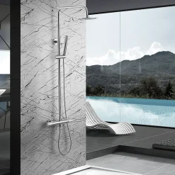 Imex Products Colonne de douche thermostatique chromee acier et laiton avec douchette extensible