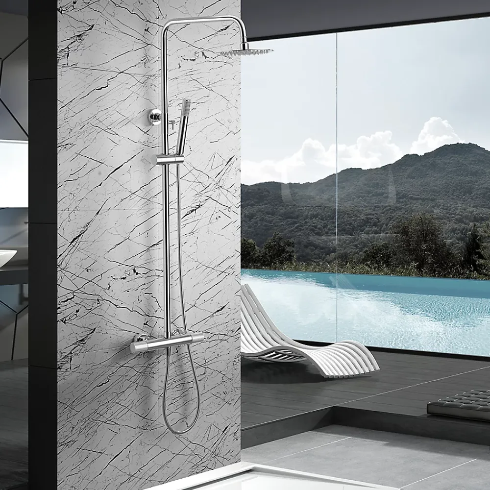 Imex Products Colonne de douche thermostatique chromee acier et laiton avec douchette extensible