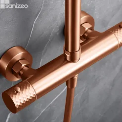 Colonne De Douche Thermostatique|Imex Colonne de Douche Thermostatique Anti-Calcaire Or Rose Cuivré GENOVA BTG053/ORC