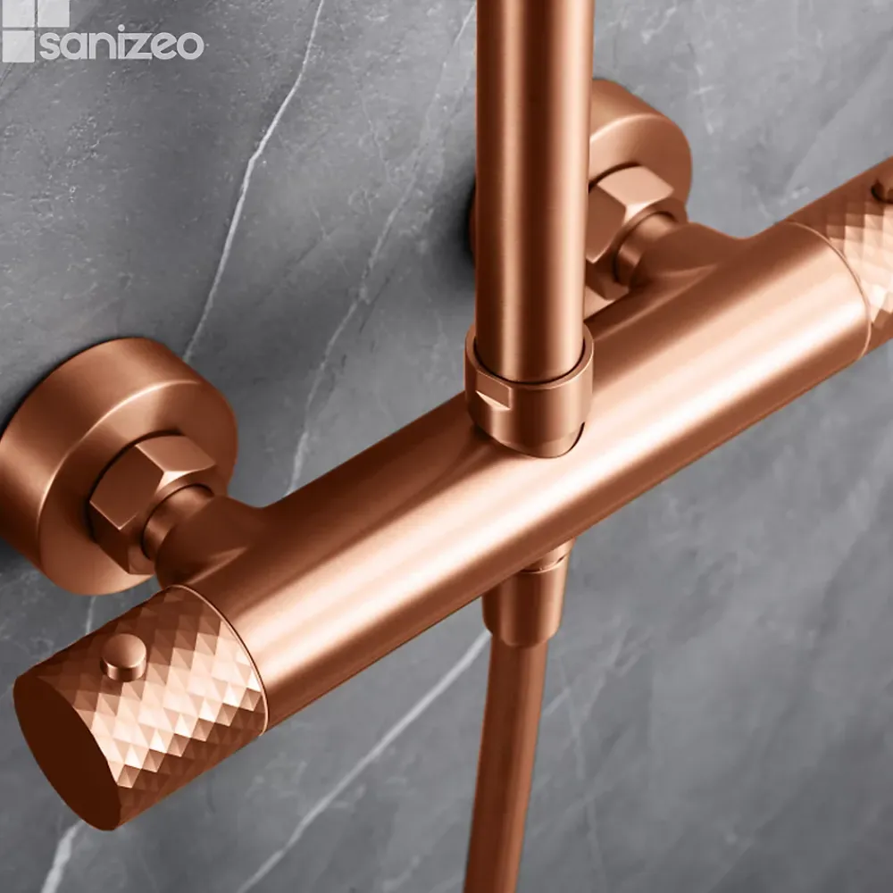 Colonne De Douche Thermostatique|Imex Colonne de Douche Thermostatique Anti-Calcaire Or Rose Cuivré GENOVA BTG053/ORC