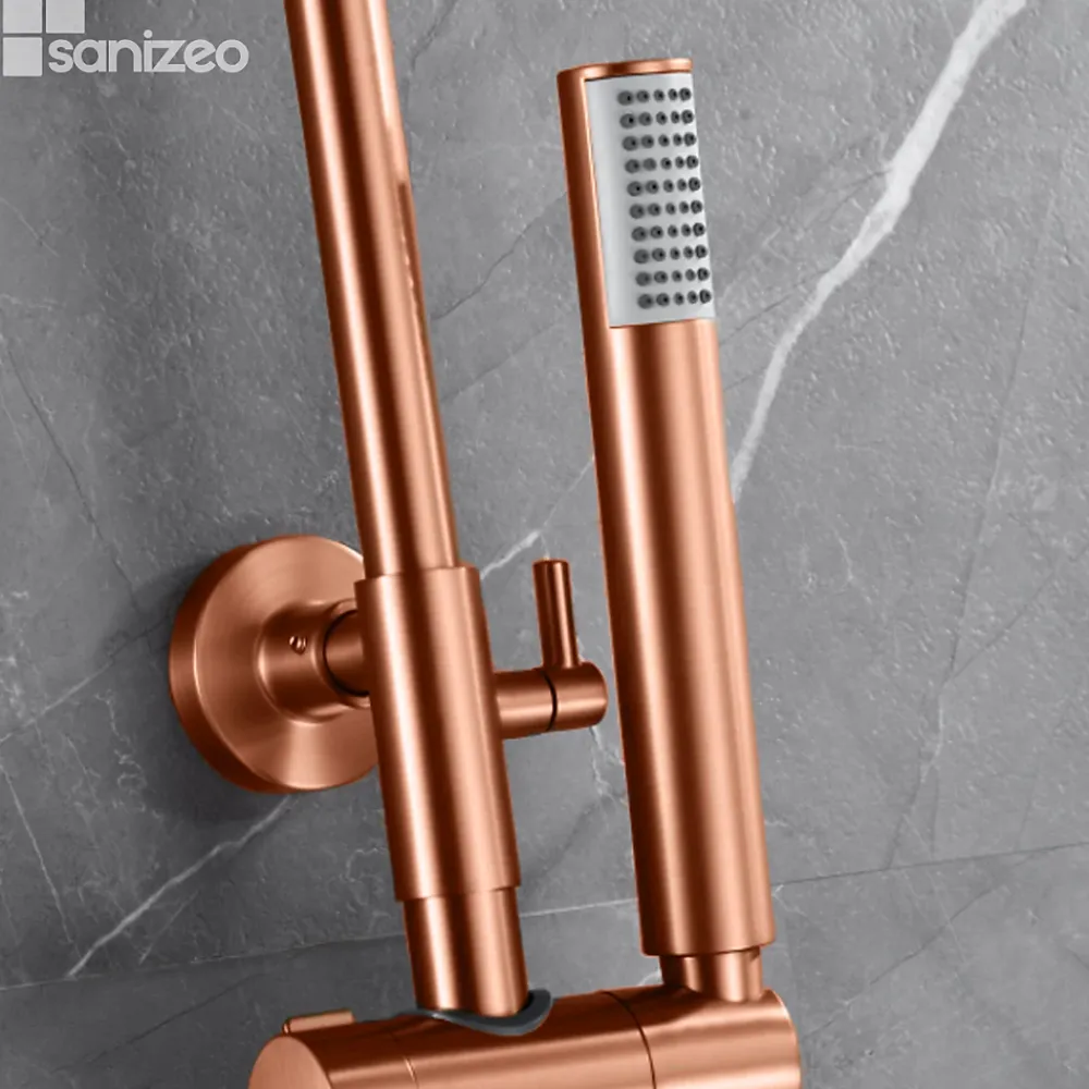 Colonne De Douche Thermostatique|Imex Colonne de Douche Thermostatique Anti-Calcaire Or Rose Cuivré GENOVA BTG053/ORC