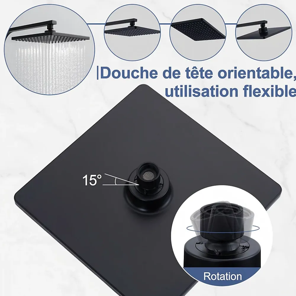 Colonne De Douche Thermostatique|Homelody Colonne de Douche Thermostatique Noir 38C Systeme de Douche en Acier Inox Hauteur Reglable 855 a 1105 mm avec Douchette