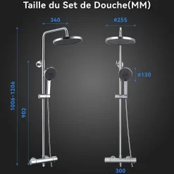 Homelody Colonne de Douche Thermostatique Ensemble de Douche Chromé Système de Douche Robinetterie en Laiton Avec douchette