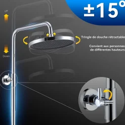 Homelody Colonne de Douche Thermostatique Ensemble de Douche Chromé Système de Douche Robinetterie en Laiton Avec douchette