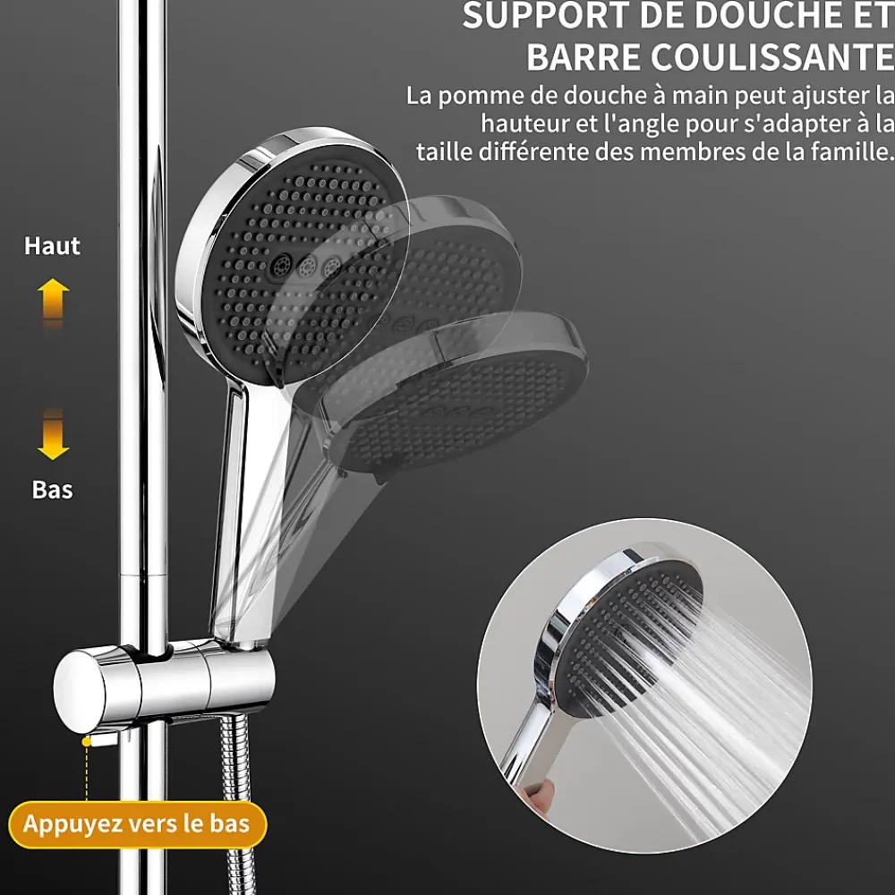 Homelody Colonne de Douche Thermostatique Ensemble de Douche Chromé Système de Douche Robinetterie en Laiton Avec douchette