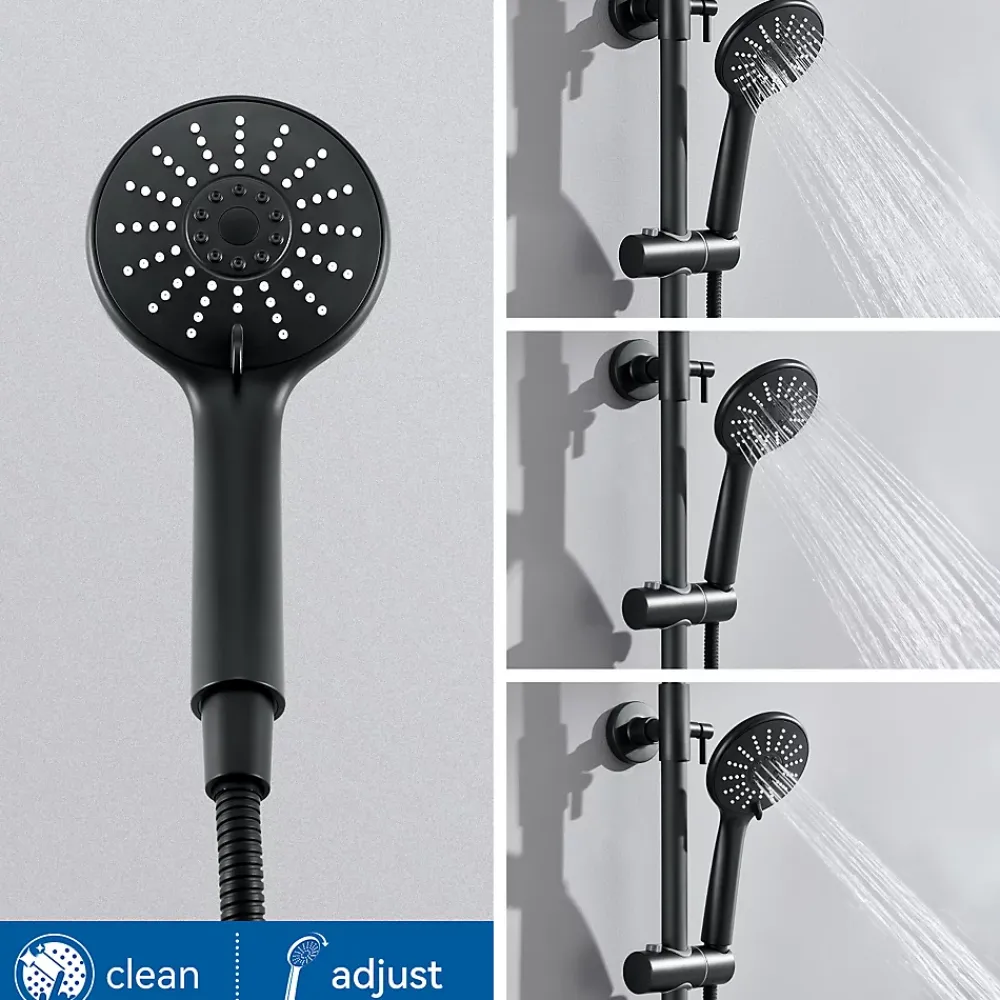 Colonne De Douche Thermostatique|Auralum Max Colonne de Douche Thermostatique 3 Fonctions, Ensemble de Douche Noir, Douche avec Tête de Douche de 9 pouces